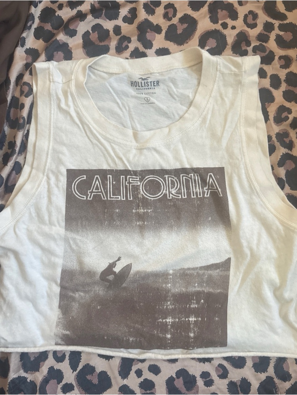Hollister White Graphic 'California' Muscle Tank